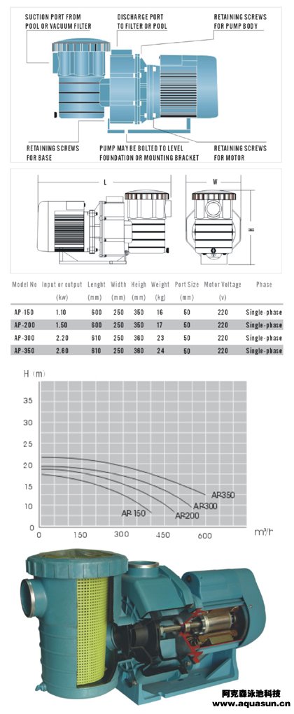 AQUA AP泳池、水疗池专用水泵